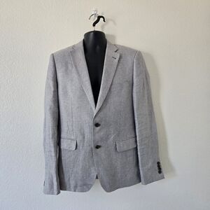Indochino Mens Light Gray Soho Linen Jacket Sport Coat 42R Modern Tailored Fit